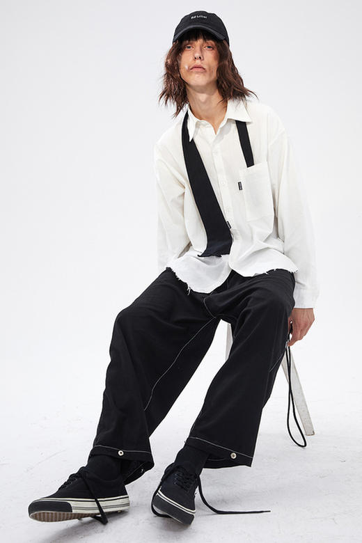 RELABEL 2020AW 前片平面无腰设计后口袋明线宽松休闲西裤长裤男 商品图5