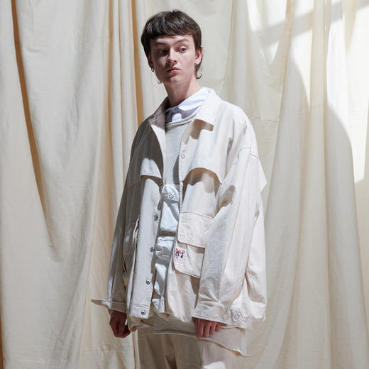 EAFINETAL.2021SS新款贴标水洗工艺大口袋上衣工装宽松夹克外套 商品图3