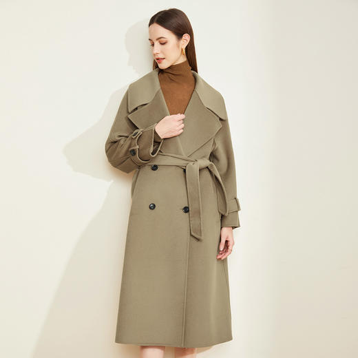 LH9Q4斯尔丽瑟俪2021秋冬新款纯色翻驳领复古英伦风长款羊毛女士外套 商品图0