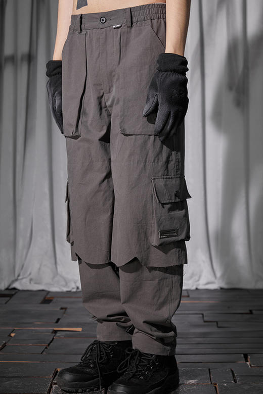 RELABEL 21SS 假两件内层拼接大口袋工装休闲布裤 商品图5