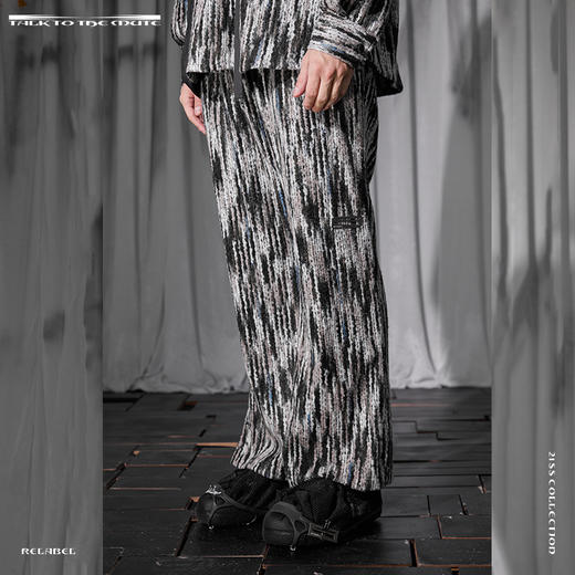 RELABEL 21SS定织未来感条纹毛料定制铭牌脚口可调节复古休闲裤 商品图1