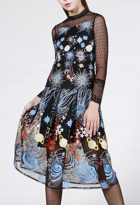 【伯妮斯茵】3S6301--3D立体刺绣连衣裙--星夜--《燃烧的灵魂》 商品图1