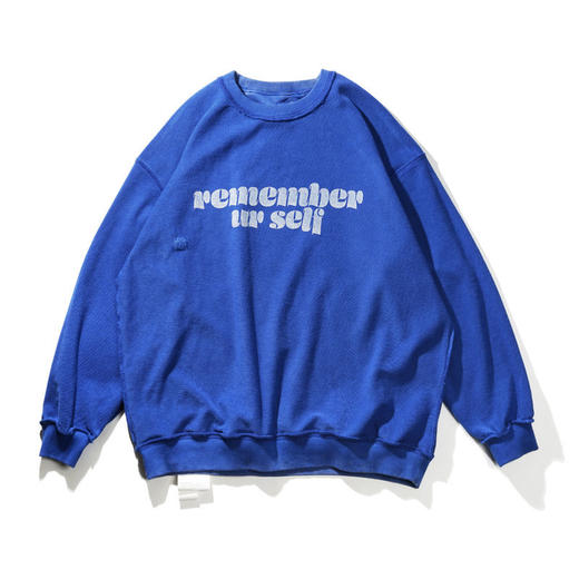 EAFINETAL.21SS新款双面穿印花设计做旧纯棉宽松休闲套头上衣卫衣 商品图4