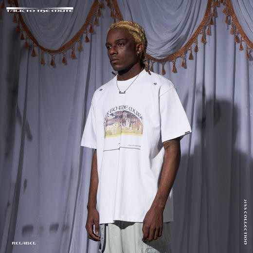 RELABEL 21SS 复古野餐油画主题印花宽松薄款短袖T恤 商品图1