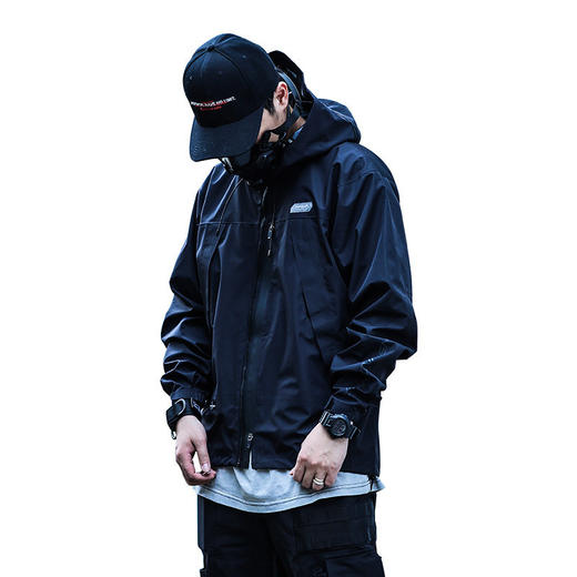 ENSHADOWER隐蔽者潮牌压胶冲锋衣男宽松黑色夹克连帽工装休闲外套 商品图3