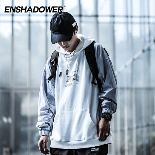 ENSHADOWER隐蔽者异质拼接连帽卫衣休闲宽松帽衫秋冬新款潮牌上衣 商品图0