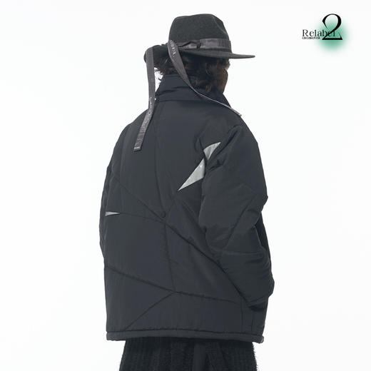 RELABEL 21AW 3M新雪丽认证黑纱pvc双层面料拼贴透明露棉棉服 商品图2