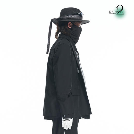 RELABEL 21AW几何切割黑白撞色拼接镂空宽松廓形西服外套 商品图2