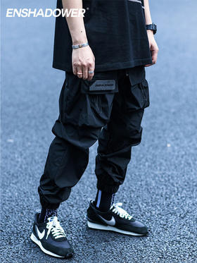 ENSHADOWER隐蔽者潮牌皱感工装抽绳束脚裤男宽松休闲工装裤长裤