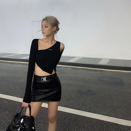 NEWA PROJECT 秋冬新款a字包臀裙pu皮黑色百搭半身裙机能皮短裙女 商品图1