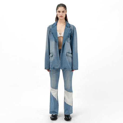 IFIK Blue 90S Flare Spliced Jeans 虽拼接但实穿的微喇牛仔裤 商品图1