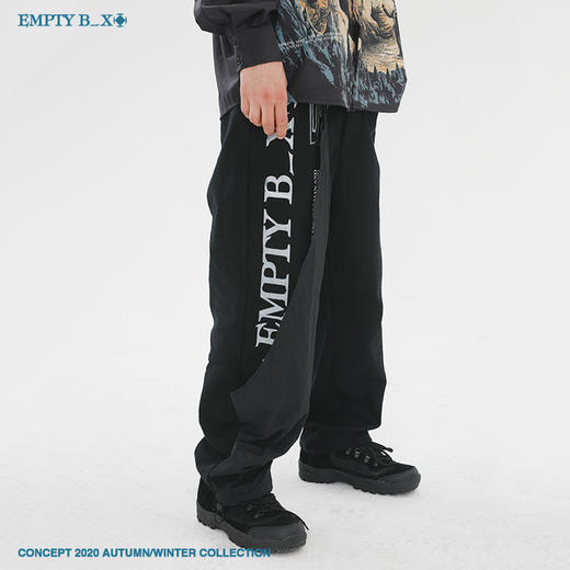 RELABEL 2020AW 双色双材质叠穿左腿隐藏印花登山扣抽绳长裤收口 商品图1