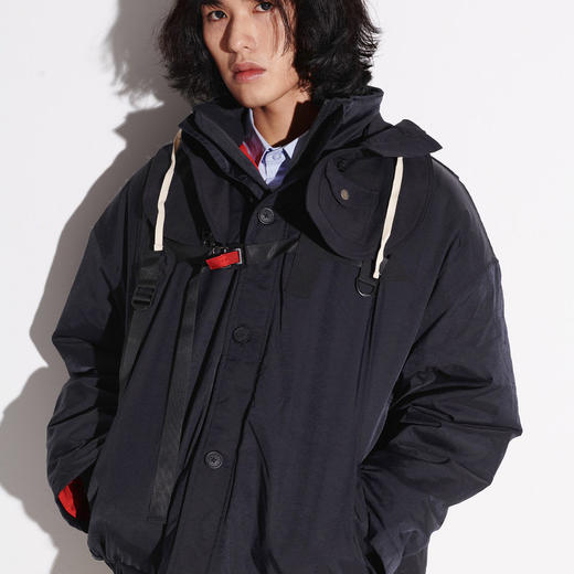 EAFINETAL.21AW新款可拆卸帽户外机能风假两件夹克加厚棉衣外套 商品图1