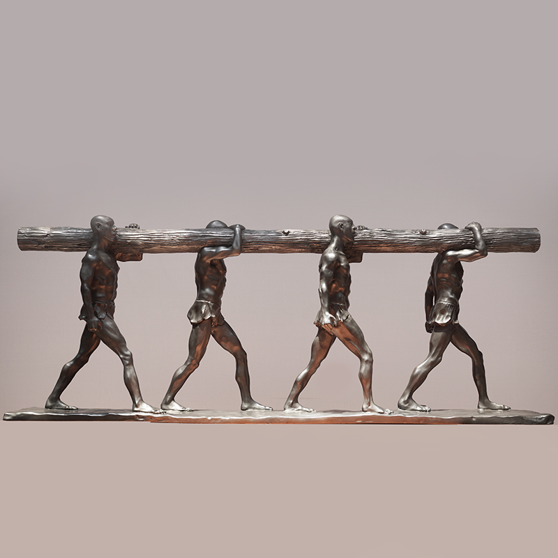 薛继业 雕塑 大禹治水之四人圆木 青铜 限量