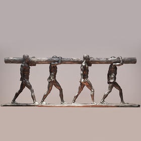 薛继业 雕塑 大禹治水之四人圆木 青铜 限量