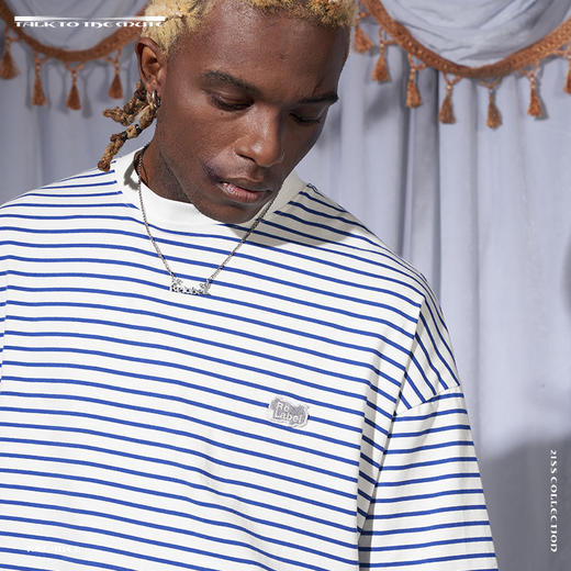 RELABEL 21SS 多色条纹品牌logo刺绣标背后印花宽松短袖T恤 商品图3