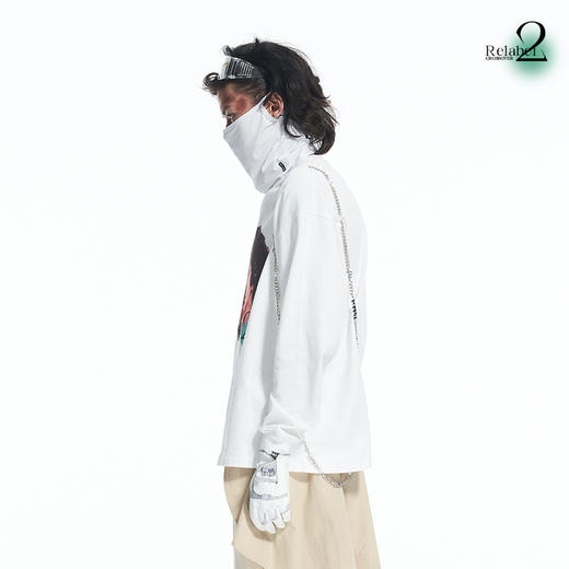 RELABEL 21AW联名relebel主题概念人兽撕裂拼接印花圆领长袖T恤 商品图2