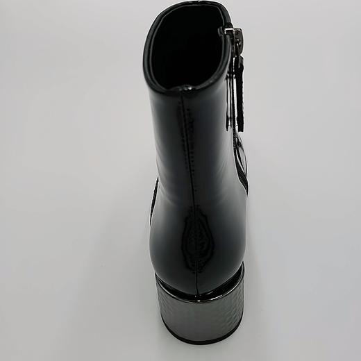 LFGJ 13701新品方头小跟舒适百搭漆皮马鞍口小短靴 商品图4