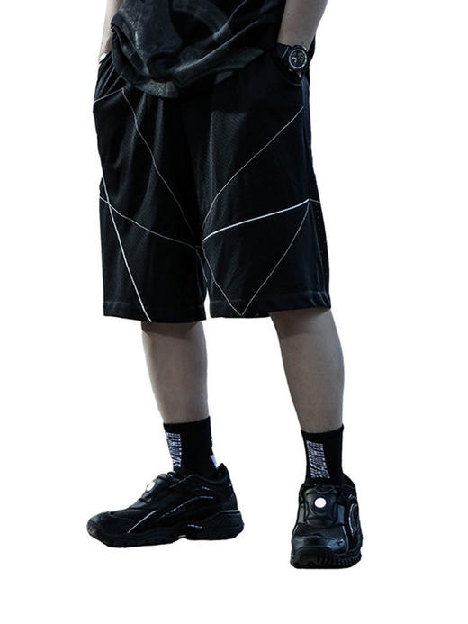 ENSHADOWER隐蔽者潮牌新品网洞绗缝反光短裤男宽松休闲五分裤中裤 商品图3
