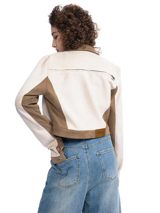 IFIK Brown Suede Jacket 沙漠之花 牛仔心机麂皮绒垫肩夹克外套 商品图1