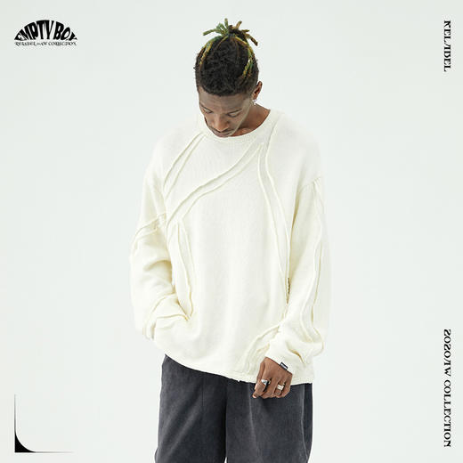 RELABEL 20AW  弧线破口不规则剪裁宽松毛衣 商品图1