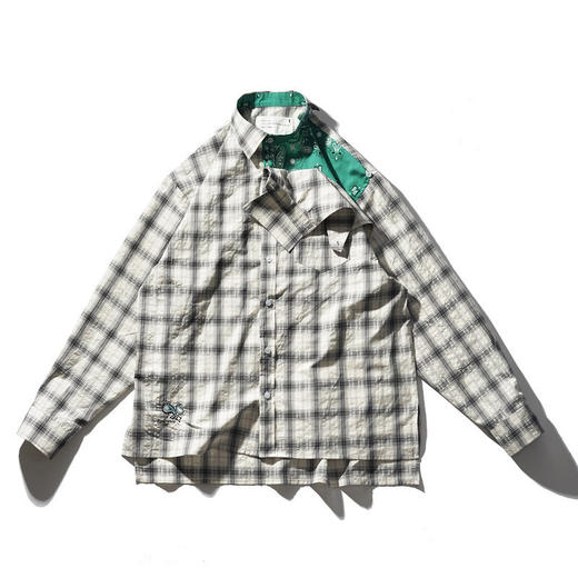 EAFINETAL.21AW新款可拆卸变装拼接撞色泡泡格腰果纹印花格纹衬衫 商品图4