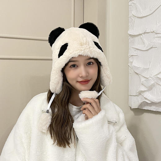 【兔年限定！新款保暖女毛绒帽！】秋冬新款帽子女护耳仿兔绒帽双球小熊萌系可爱防寒保暖毛绒帽 商品图1