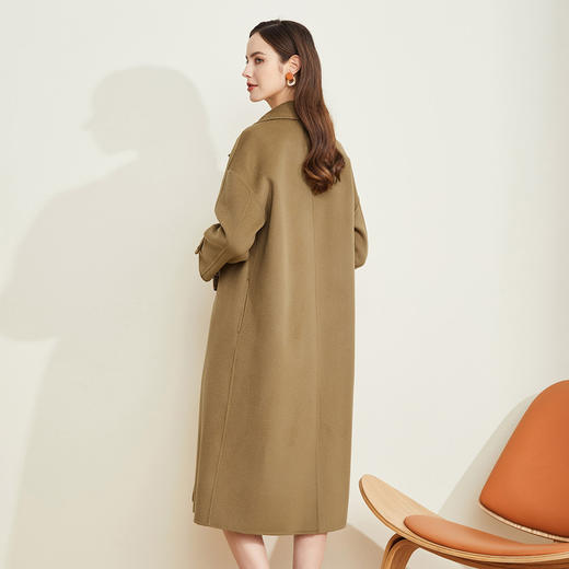 LH9F5斯尔丽瑟俪2021新款秋冬时尚皮扣优雅气质双面呢长大衣 商品图1