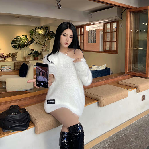 NEWA PROJECT 原创设计秋冬仿貂宽松慵懒风毛上衣打底外套毛衣女 商品图2