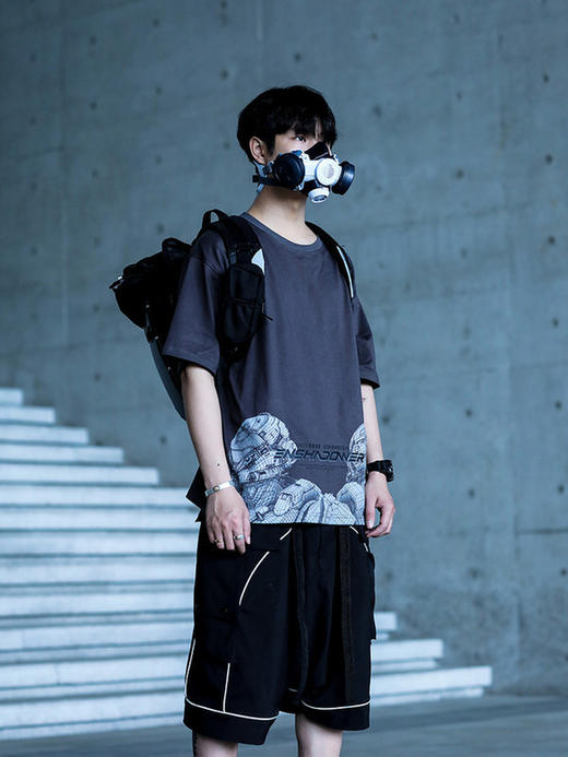 ENSHADOWER隐蔽者夏季潮牌机械印花短袖T恤男宽松圆领新疆棉国潮 商品图1