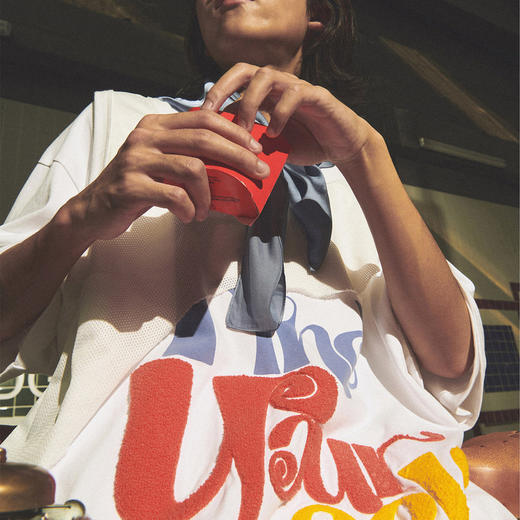 EAFINETAL.21AW新款毛巾绣印花破坏马甲假两件纯棉宽松短袖T恤Tee 商品图1