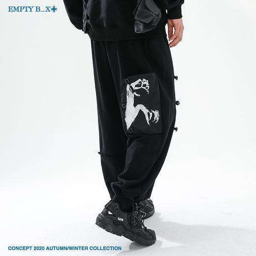 RELABEL 2020AW 双面活页翻页纽扣印花口袋抽绳卫裤休闲裤百搭潮 商品图4