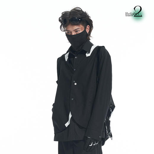 RELABEL 21AW结构切割异面料撞色拼接假两件宽松西服外套 商品图3