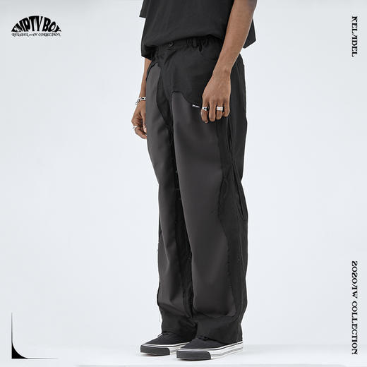 RELABEL 20AW不规则破坏毛边拼接细节侧边破口宽松西裤 商品图1