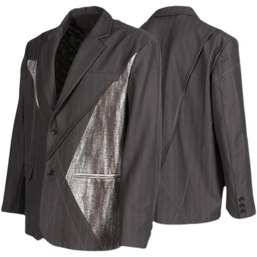 RELABEL 21AW几何切割撞色异材质毛绒拼接宽松廓形西服外套 商品图4