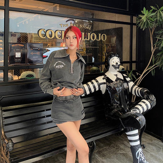 NEWA PROJECT 秋冬原创翻领休闲宽松外套上衣包臀a字半身裙套装女 商品图1