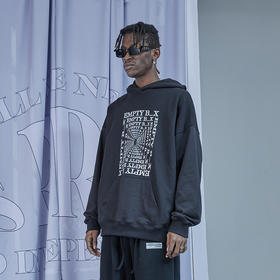 RELABEL 20AW 黑色植绒字母主题印花连帽卫衣