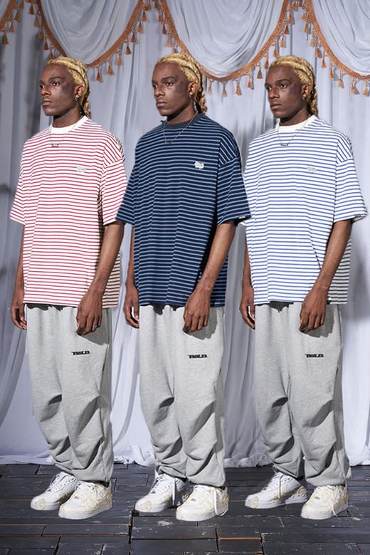 RELABEL 21SS 多色条纹品牌logo刺绣标背后印花宽松短袖T恤 商品图5