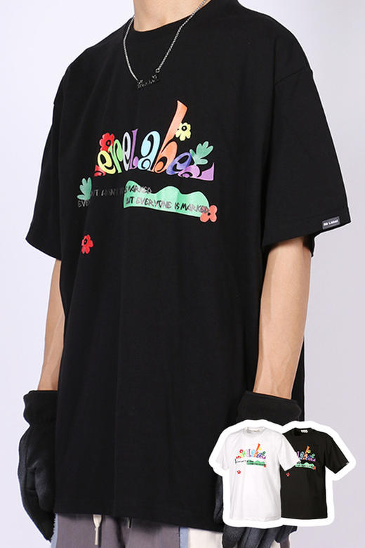 RELABEL 21SS多色花朵品牌logo字体印花双色高克重圆领宽松TEE恤 商品图5