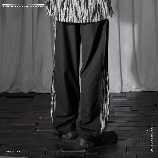 RELABEL 21SS定织未来感条纹毛料定制双头长拉链拼接宽松西裤 商品图0