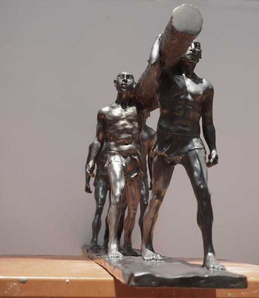 薛继业 雕塑 大禹治水之四人圆木 青铜 限量 商品图2