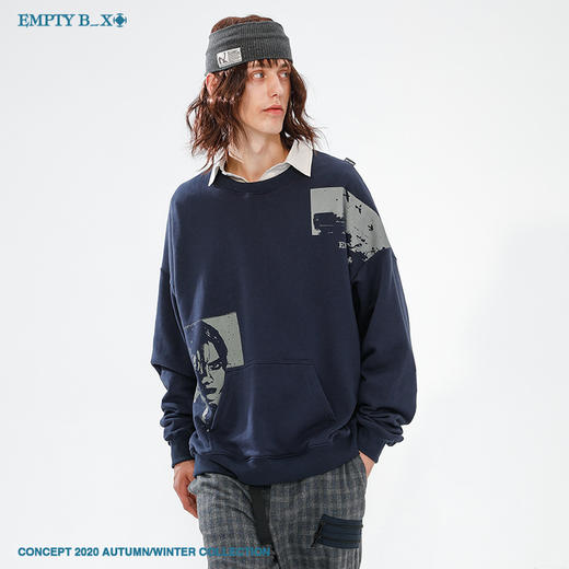 RELABEL 2020AW 复古做旧无帽贴袋卫衣 商品图0