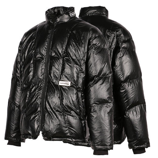 RELABEL 21AW黑色高密度未来感金属铭牌领侧缝标宽松羽绒服 商品图4