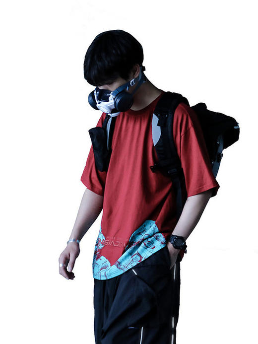 ENSHADOWER隐蔽者夏季潮牌机械印花短袖T恤男宽松圆领新疆棉国潮 商品图3