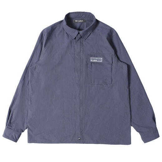 RELABEL 20AW 深灰色硅胶标树脂拉链工装多功能口袋衬衣外套 商品图4