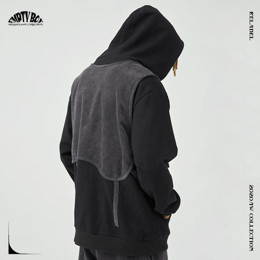 RELABRL  20AW 潮牌灯芯绒多口袋马甲拼接宽松卫衣 商品图2