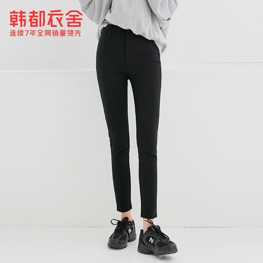 韩都衣舍外穿打底裤女冬季穿搭显瘦黑色修身弹力铅笔裤小脚裤DU9370 商品图0