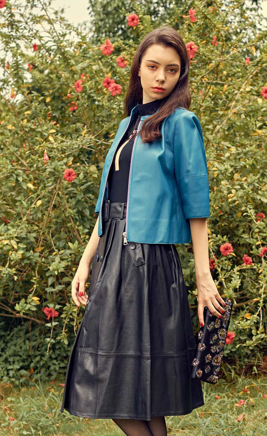 【伯妮斯茵】6P6631黑色皮半裙 商品图0