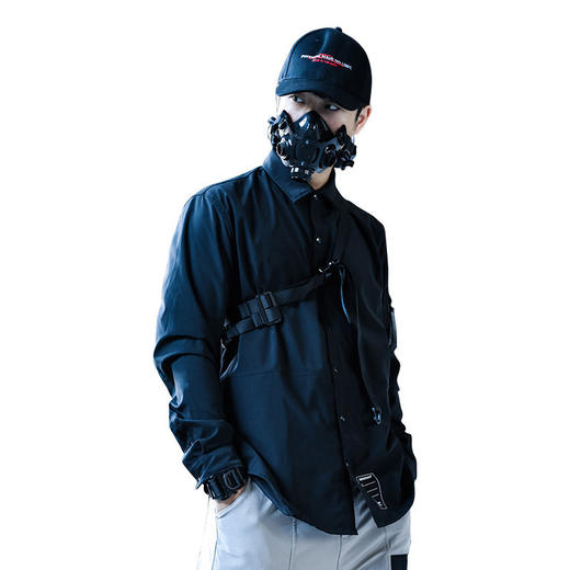 ENSHADOWER隐蔽者反光袖衬衣男李现韩商言同款青年黑色衬衫 商品图3