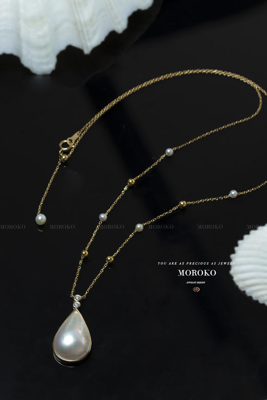 落月·星辰 | 水滴马贝项链 商品图4